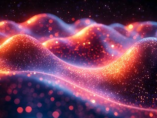 Quantum data streams as swirling glowing particles