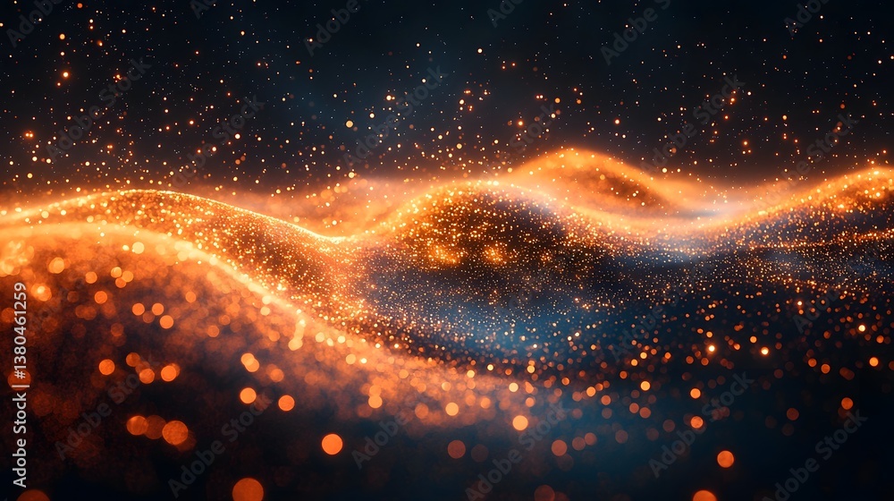 Poster visualizing the quantum internet glowing energy trails of entangled particles
