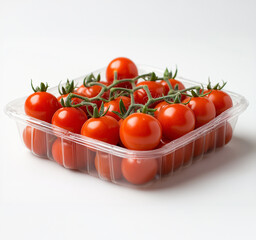 Fresh Cherry Tomatoes in a Clear Plastic Container