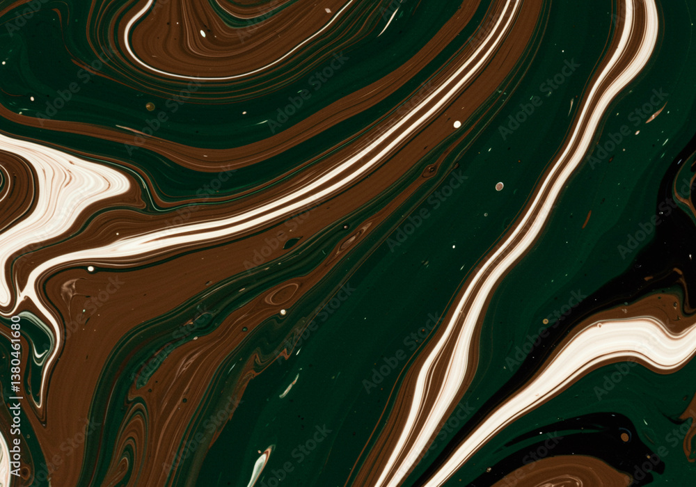 Poster abstract swirl pattern with marbled texture featuring brown green and white colors creating a fluid 