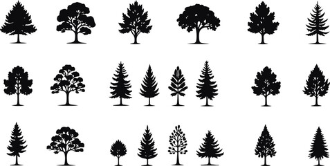 set of trees silhouettes , vector illustration