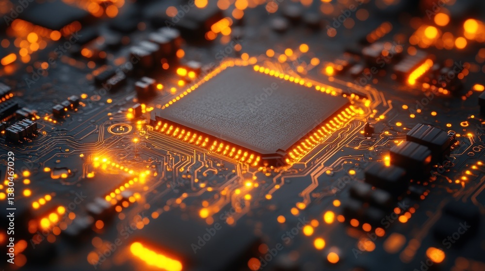 Aufkleber glowing circuit board: a macro view of technology's inner workings