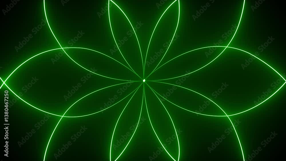 Poster glowing neon line background animation icon on black background. neon line digital light pattern bac