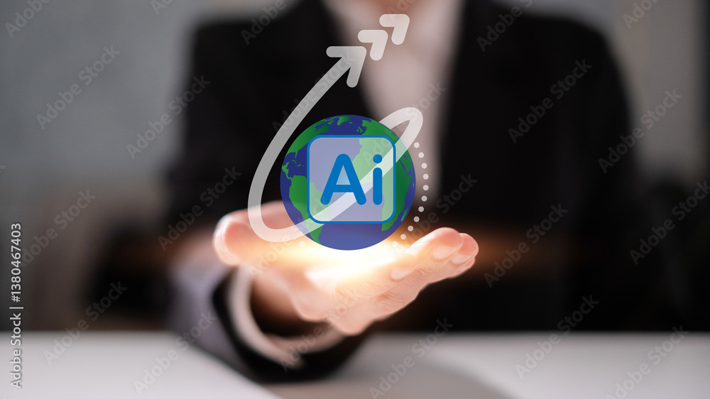 Poster business ai artificial intelligence change the world technology network digital communication concep