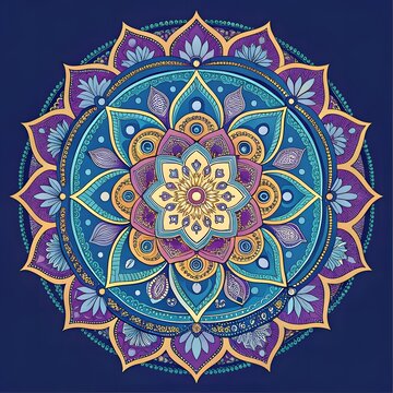 mandala pattern on blue background