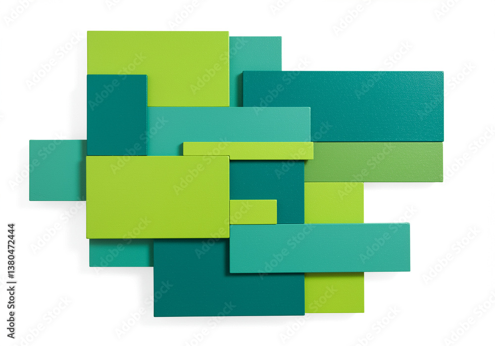 Poster abstract art with colorful shapes abstract design. composition of green and turquoise rectangular bl