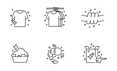 Set of Washing and Laundry Icon Symbol Outline icon, Editable Stroke