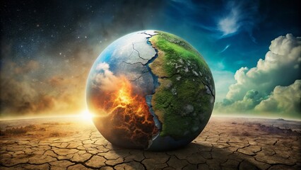 Nature vs. Industry: Ozone Layer Depletion & Environmental Damage Stock Photo