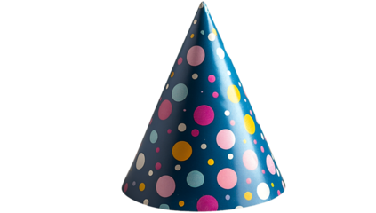 Festive Party Hat with Polka Dots – Birthday Celebration, Fun Event, and Party Decoration, party hat, birthday celebration, festive accessory, event decoration, party supplies, colorful hat,