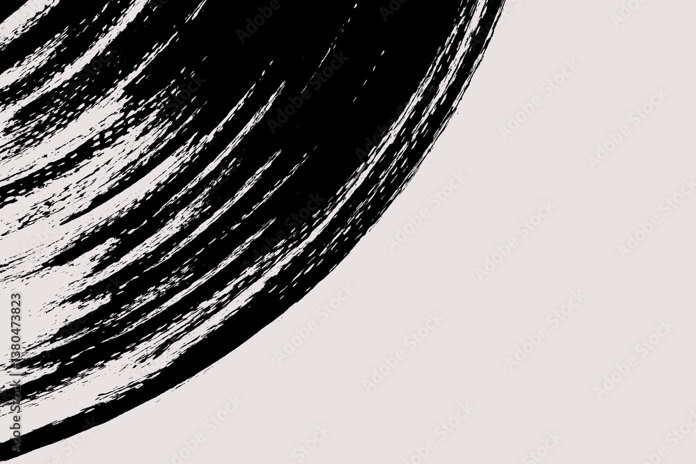 Fototapete abstract curve brush background with copy space for your text. vector design. black painted rounded 