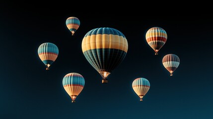 Obraz premium Seven Hot Air Balloons in Twilight