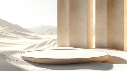 Minimalistic architectural design in a desert setting.