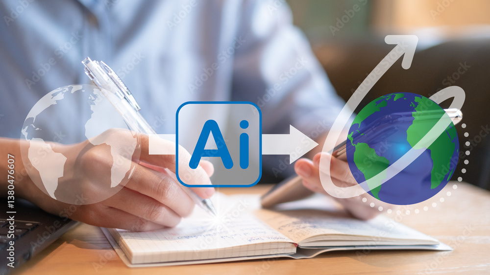 Poster business ai artificial intelligence change the world technology network digital communication concep