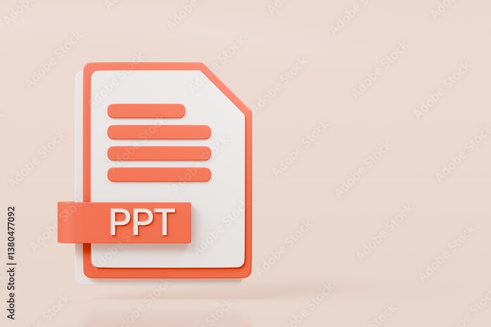 Poster 3d file folder document ppt icon. minimal word ppt presentation document icon. document form. busine