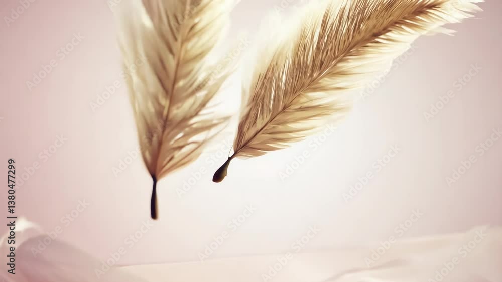 Aufkleber a feather is shown in the image. it is white and has a pink background. the feather is the main focu