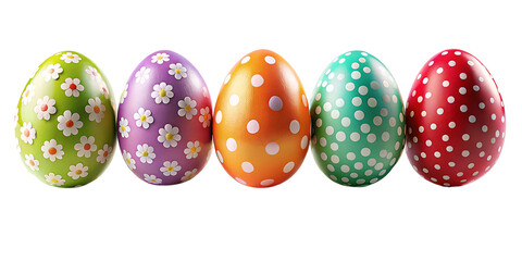 Obraz premium Floral Easter Eggs Isolated Transparent Background, PNG – Festive Spring Decoration & Clipart