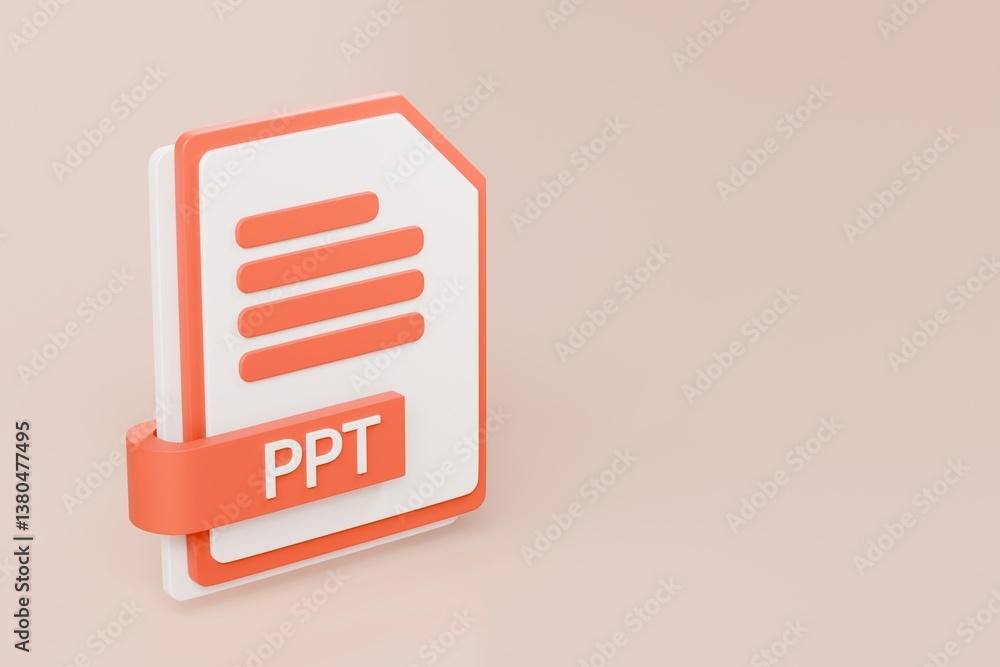 Poster 3d file folder document ppt icon. minimal word ppt presentation document icon. document form. busine