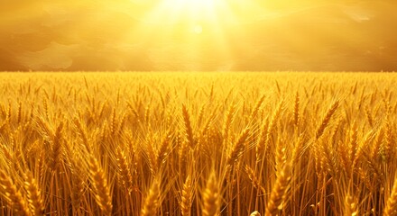 Obraz premium A golden watercolor background with lush wheat fields swaying under warm sunlight