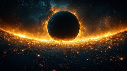 Obraz premium Cosmic Inferno: A Fiery Planet's Demise in a Celestial Dance