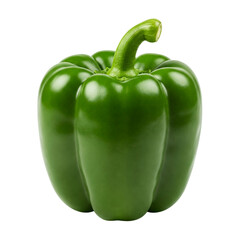 Fresh Green Bell Pepper, Isolated on White Background