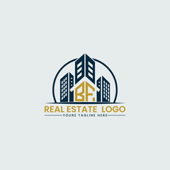 Obraz premium Elegant BF Real Estate Logo with Urban Skyline