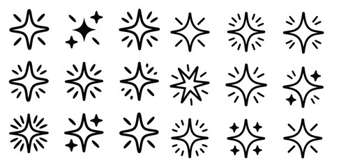 Sparkling Stars: A collection of sparkling star icons in various designs and arrangements, perfect for adding a touch of brilliance and magic to any project. 