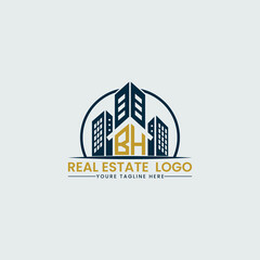 Elegant BH Real Estate Logo with Urban Skyline