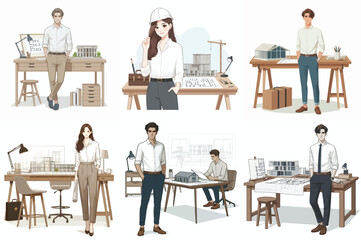 an architect stands behind a desk with an elegant style