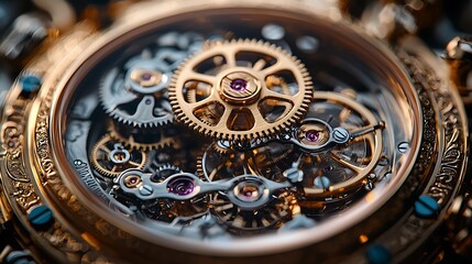 Obraz premium Elegant vintage watch intricate gears high resolution picture