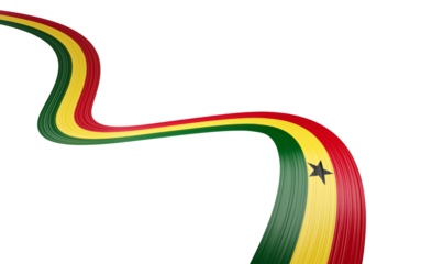 3d Flag Of Ghana 3d Wavy Shiny Ghana Ribbon Flag 3d Illustration