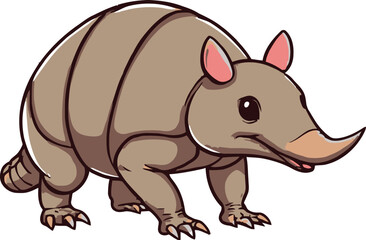cartoon a illustrator vector Armadillo with a white backround