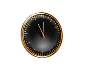 Modern Sleek Golden And Black Wall Clock Eleven O'Clock 11 00 For Modern Interiors 3D Illustration