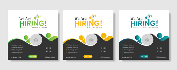 We are hiring recruitment open job vacancy design vector social media post banner template or web banner layout