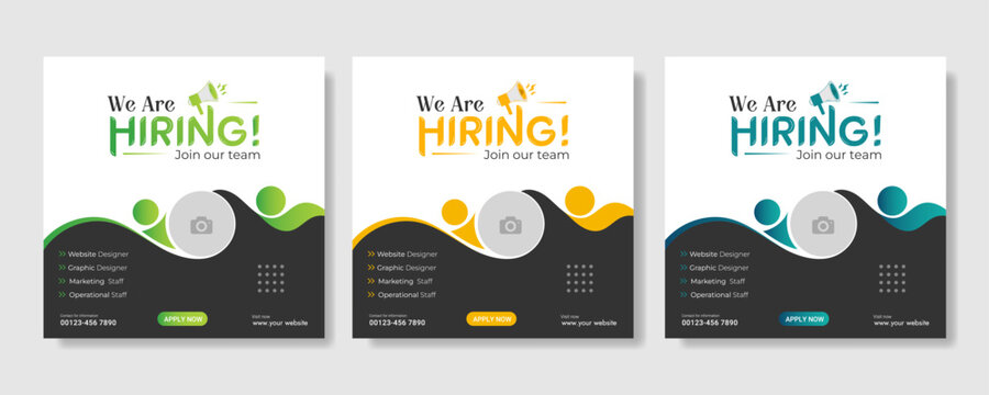 We are hiring recruitment open job vacancy design vector social media post banner template or web banner layout