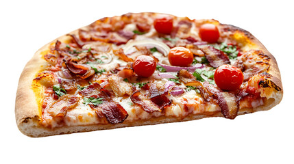 Savory Pizza Slice with Crispy Bacon - Appetizing Food Photography for Creative Projects