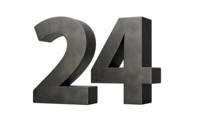 Number Twenty four 24 Digit Made Of Gray Smooth Cast Iron 3d Illustration