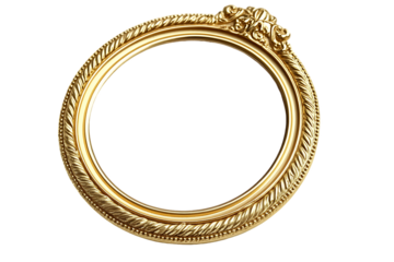 Ornate Gold Rope Frame with Floral Detail, Isolated on White