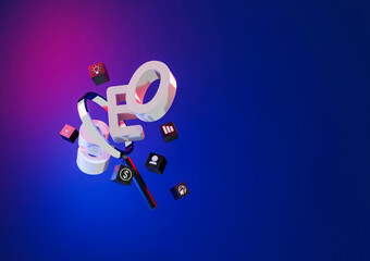 3D SEO Search Bar with Neon Lighting