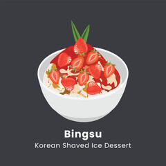 Vector illustration of Bingsu most popular dessert korean and thailand