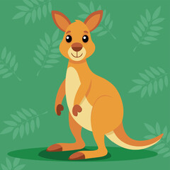 Cute and funny Kangaroo. Baby kangaroo standing. Vector illustration Australian Kangaroo character design with flat color. Kangaroo animal for posters, Baby Shower party and characters.