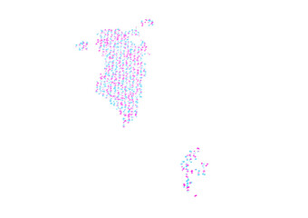 Illuminated Bahrain Digital Data Map Pink And Blue Neon Glowing Particles 3D Illustration