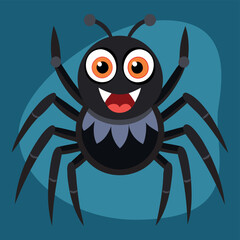 Cartoon Spider vector flat icon, funny emmet insect with cute face and big eyes. Cute Spider Illustration. Pismire mascot for kids club, design element, wild creature, isolated.