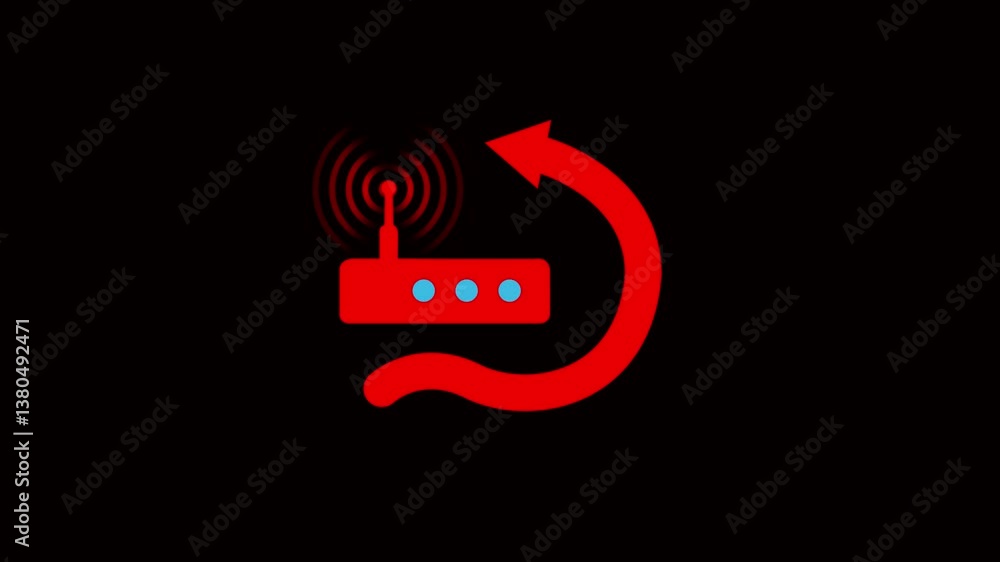 Poster wifi router antenna passing signal. radio wave diffusion animation, alpha channel. 4k motion graphic