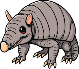 cartoon a illustrator vector Armadillo with a white backround