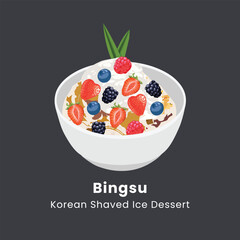 Vector illustration of Bingsu most popular dessert korean and thailand
