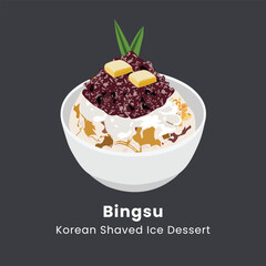 Vector illustration of Bingsu most popular dessert korean and thailand