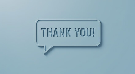 Thank You! Text in Speech Bubble on Minimal Blue Background  