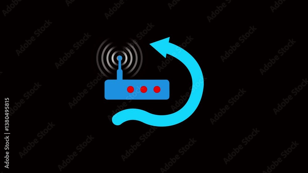 Poster wifi router antenna passing signal. radio wave diffusion animation, alpha channel. 4k motion graphic