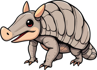 cartoon a illustrator vector Armadillo with a white backround