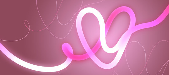 Romantic abstract pink and white heart-shaped lines with a glowing effect on a brown background, perfect for love-themed designs, Valentine’s Day visuals, or artistic projects.
